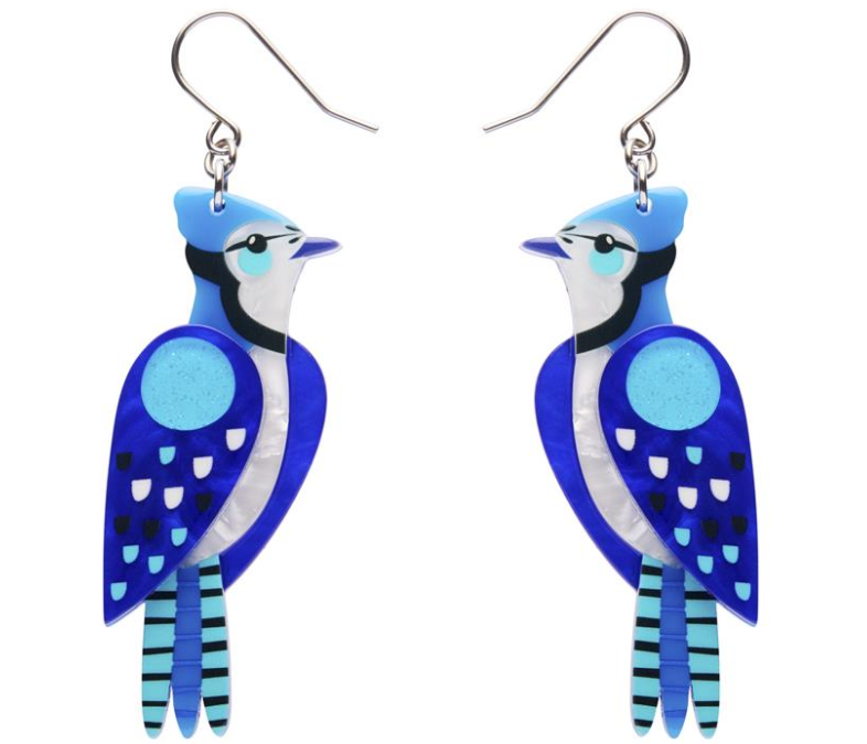 The Boisterous Blue Jay Drop Earrings