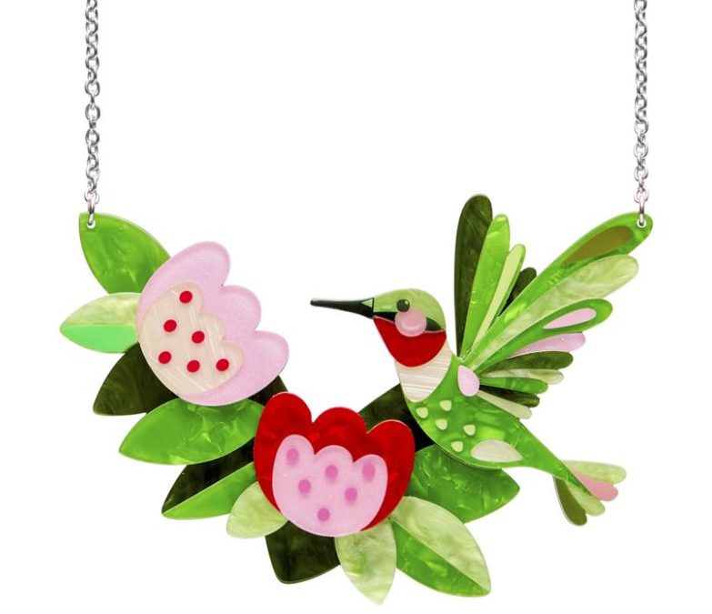 The Riveting Ruby Throated Hummingbird Necklace